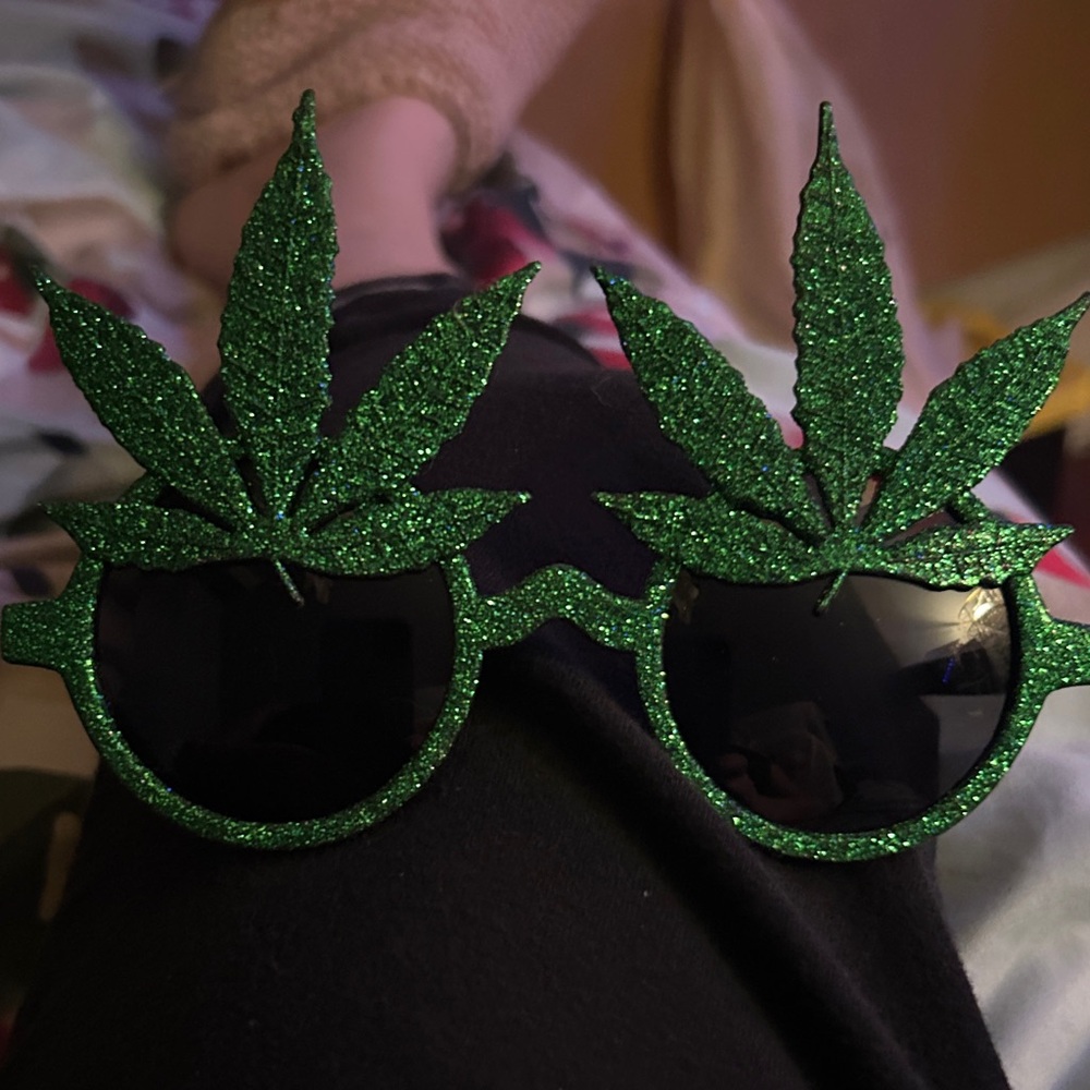 Green Novelty Leaf Sunglasses